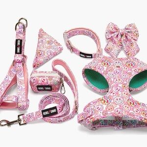 REBEL DAWG 7-Piece Emoji Dog Collar, Leash & Harness Set NEW